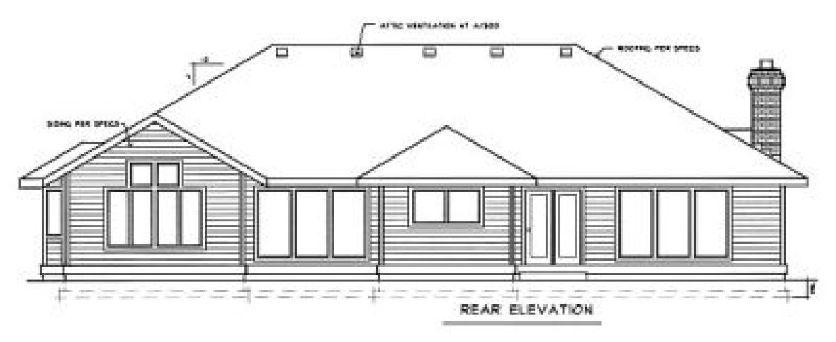 Rear Elevation for House Plan #230189