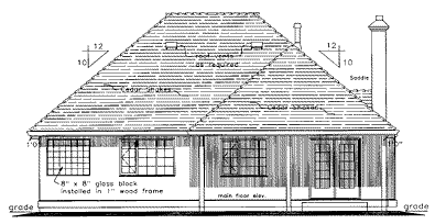 Rear Elevation for House Plan #133119