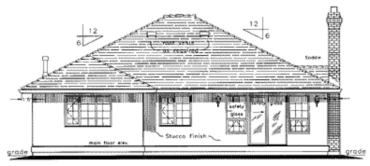 Rear Elevation for House Plan #135119