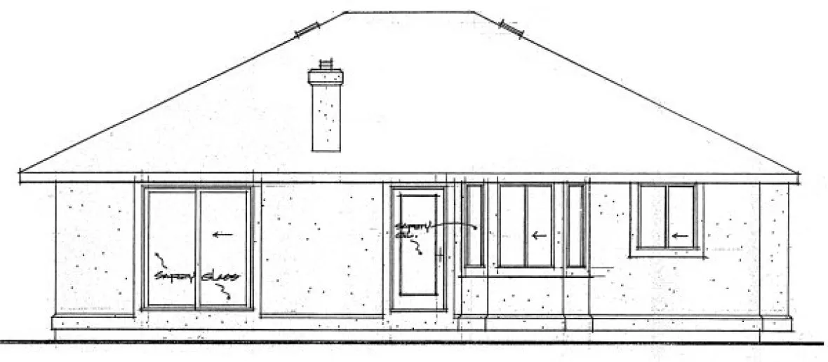 Rear Elevation for House Plan #201200