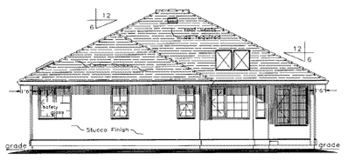 Rear Elevation for House Plan #136119