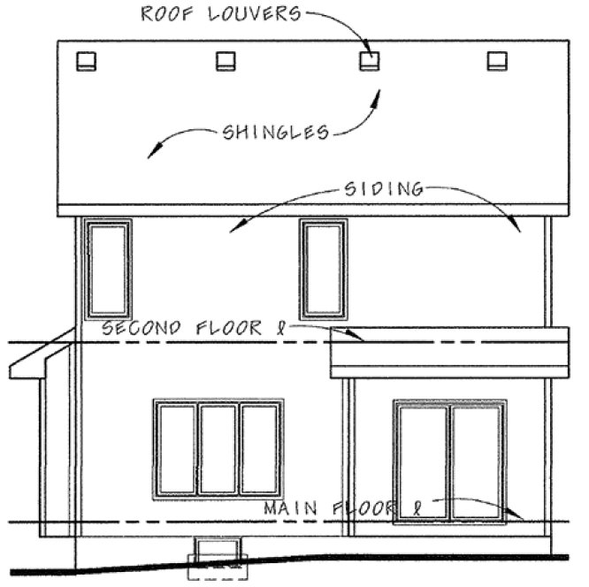 Rear Elevation for House Plan #159709