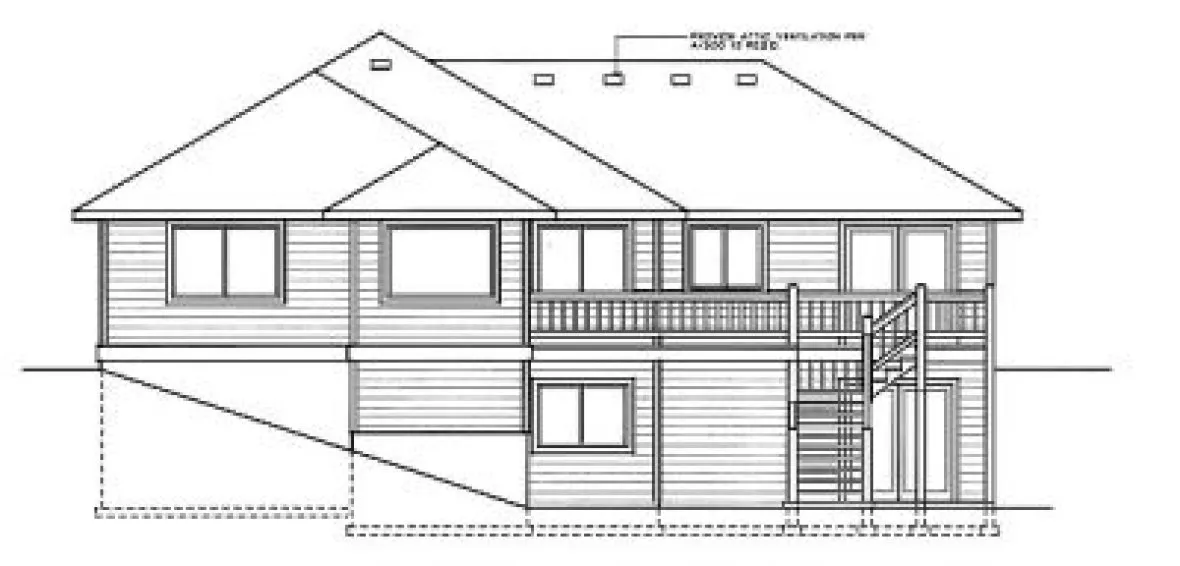 Rear Elevation for House Plan #232019