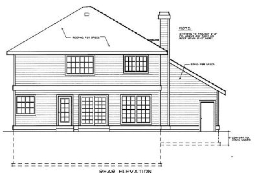 Rear Elevation for House Plan #230209