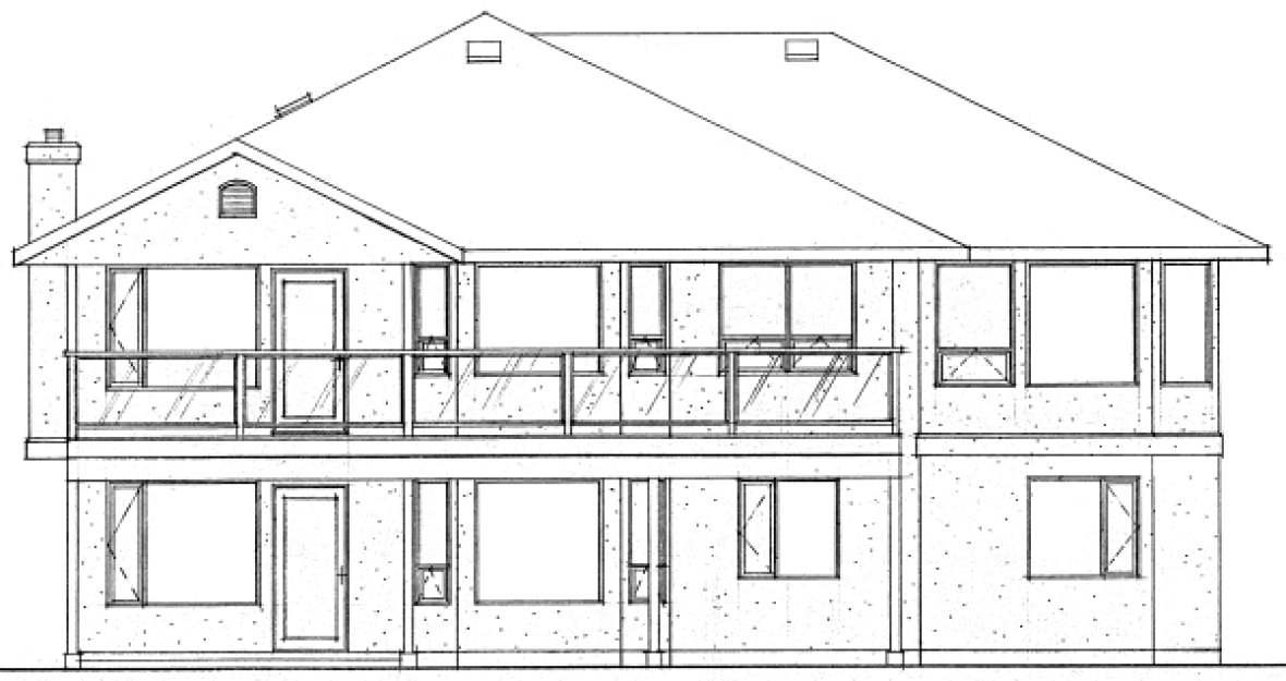 Rear Elevation for House Plan #201201