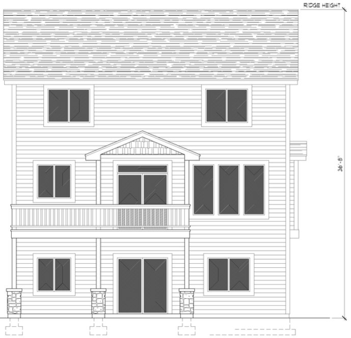 Rear Elevation for House Plan #807212
