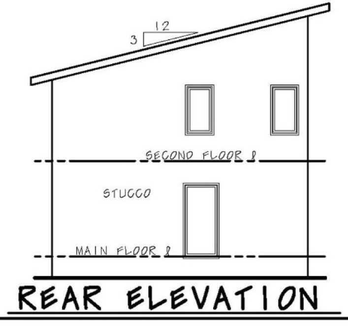 Rear Elevation for House Plan #156041