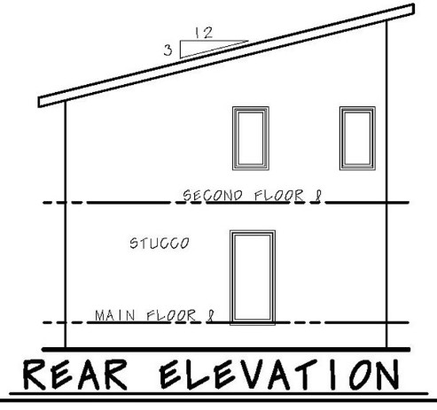 Rear Elevation for House Plan #156041
