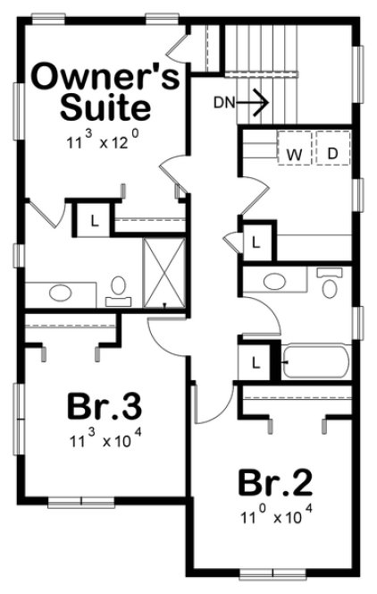 Second Floor Plan for House Plan #156041