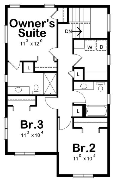 Second Floor Plan for House Plan #156041