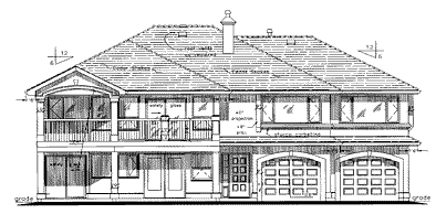 Rear Elevation for House Plan #136219