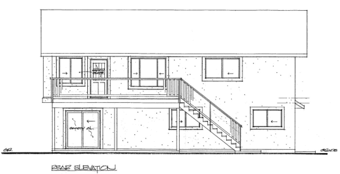 Rear Elevation for House Plan #201205