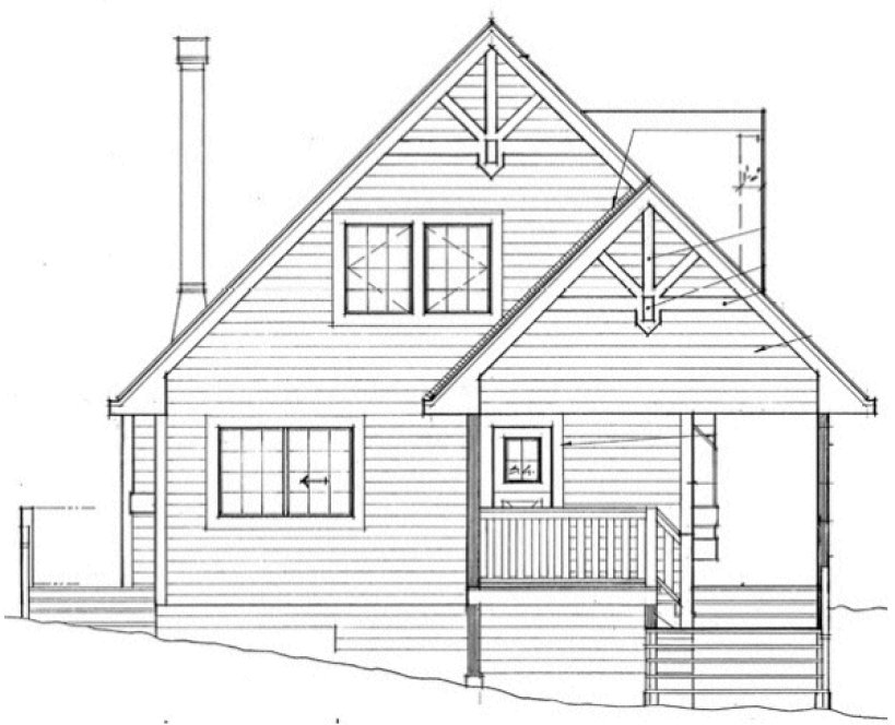 Rear Elevation for House Plan #264511