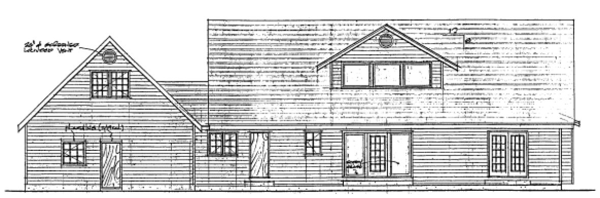 Rear Elevation for House Plan #222240