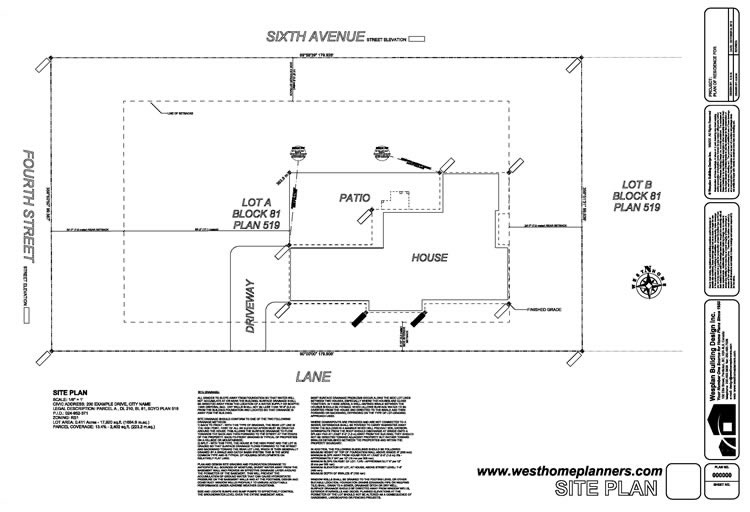 Example of a site plan to be submitted for building permits.